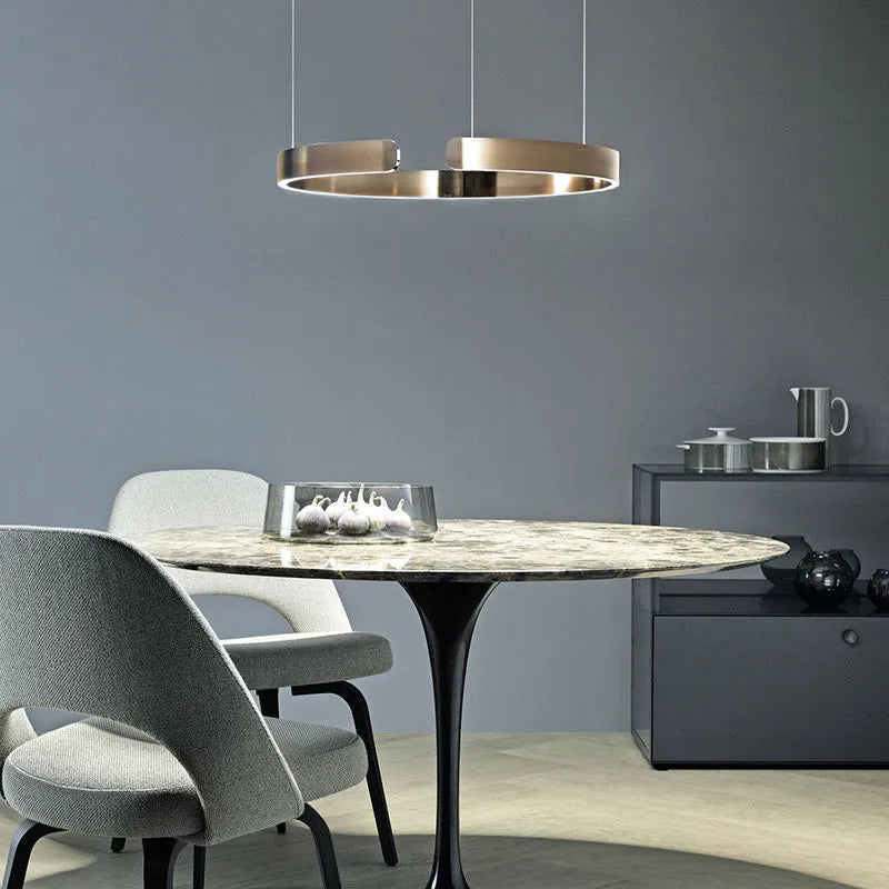 Floating LED Ring Light Minimalist Modern Metal Dimmable Pendant Light Bedroom Living Room Dining Room Ceiling | Sansoti