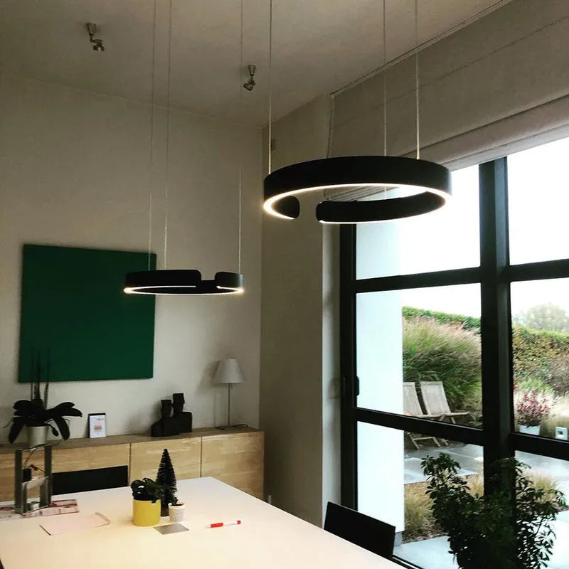 Floating LED Ring Light Minimalist Modern Metal Dimmable Pendant Light Bedroom Living Room Dining Room Ceiling | Sansoti