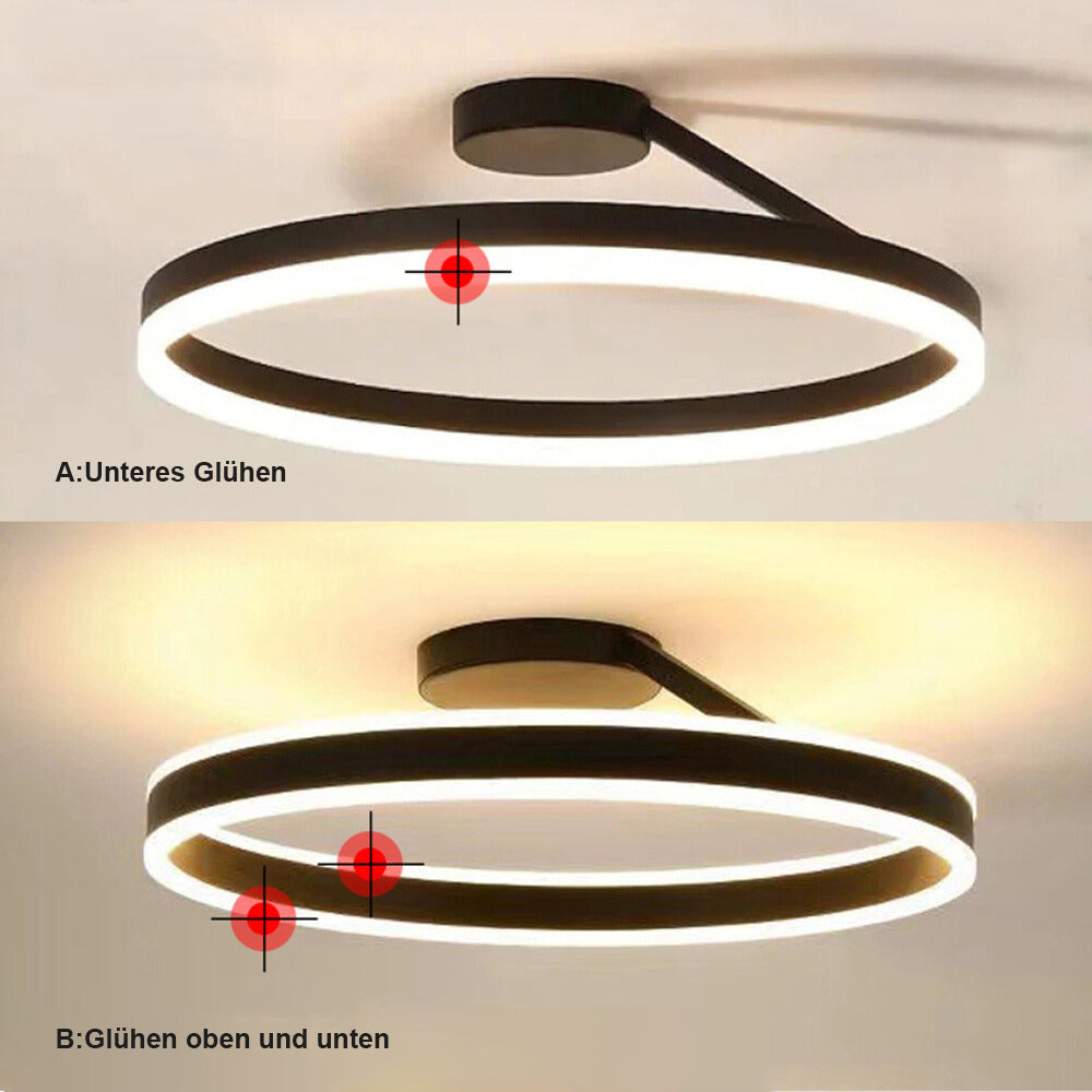 Ceiling Lamp LED Ring Metal Acrylic Black White Dimmable Living Room Bedroom 50cm | Sansoti