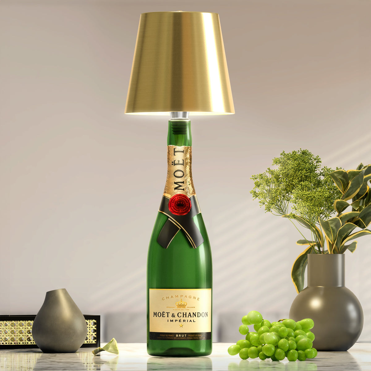 Flessenlamp Draadloos Oplaadbaar LED Zwart 3000K USB-C Tafellamp Wijnfles Bar Sfeerverlichting | Sansoti