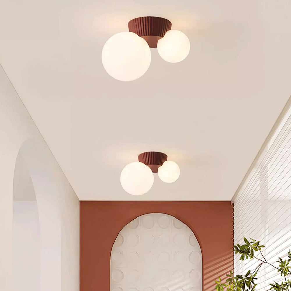 Suspension plafond 2 globes résine vert salon chambre hall lampe à globe design moderne | Sansoti