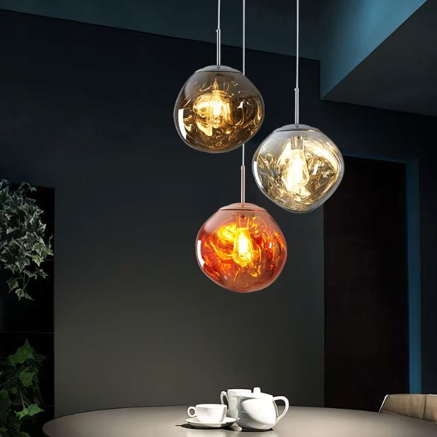 Modern Lava Pendant Lamp with Glass or PVC Globe and Adjustable Hanging Height | Sansoti