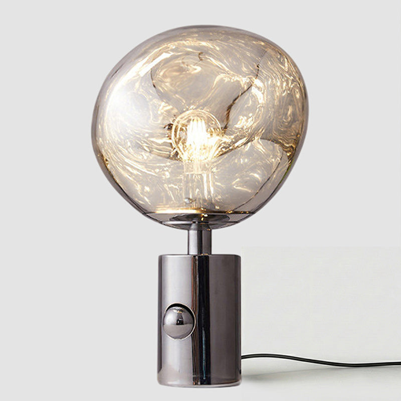 Table Lamp with Melted Lava Texture in Gold, Rose Gold or Silver | Sansoti