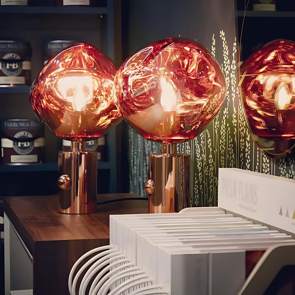 Table Lamp with Melted Lava Texture in Gold, Rose Gold or Silver | Sansoti
