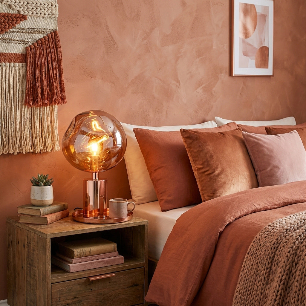 Table Lamp with Melted Lava Texture in Gold, Rose Gold or Silver | Sansoti