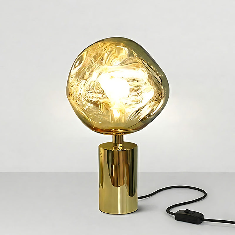 Table Lamp with Melted Lava Texture in Gold, Rose Gold or Silver | Sansoti