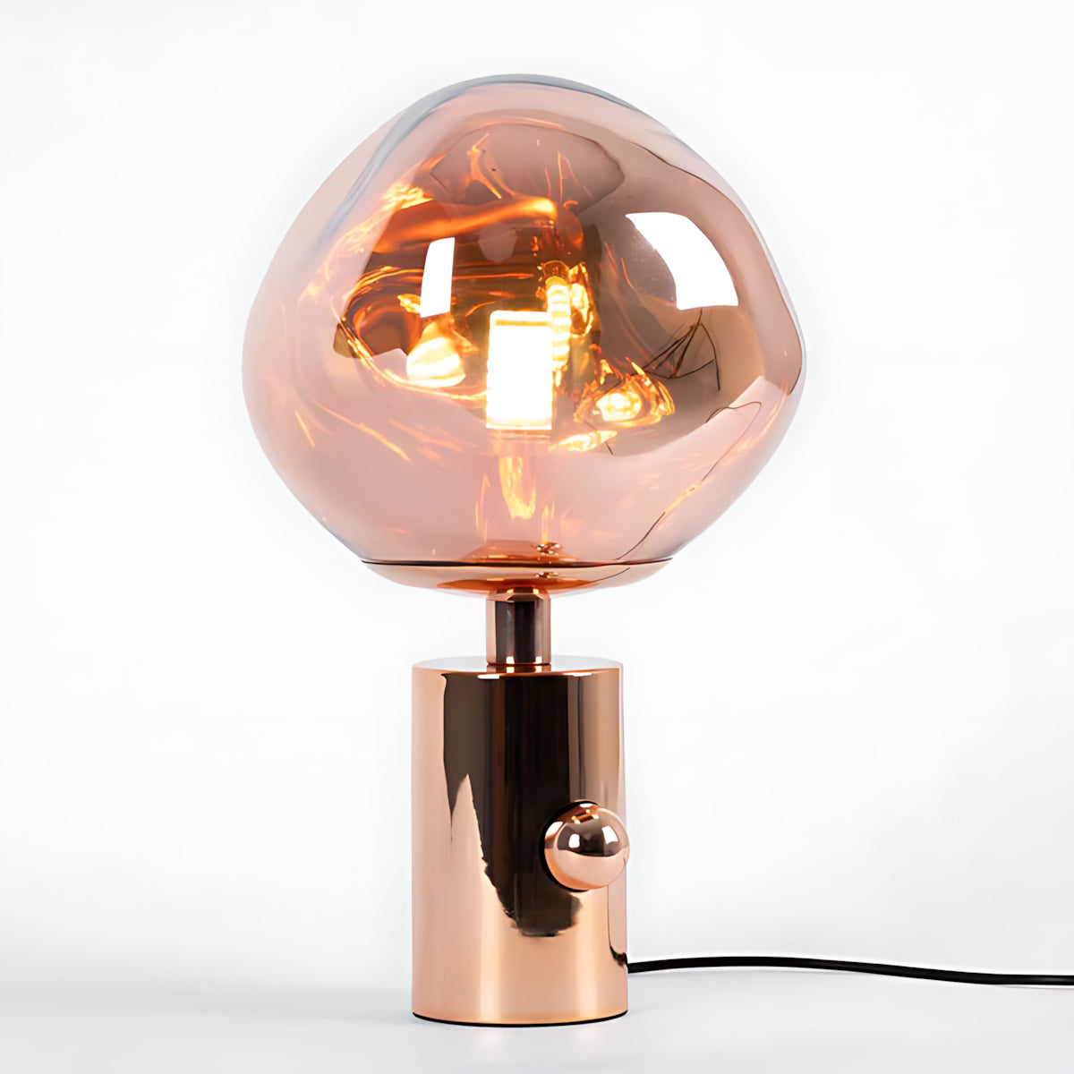 Table Lamp with Melted Lava Texture in Gold, Rose Gold or Silver | Sansoti