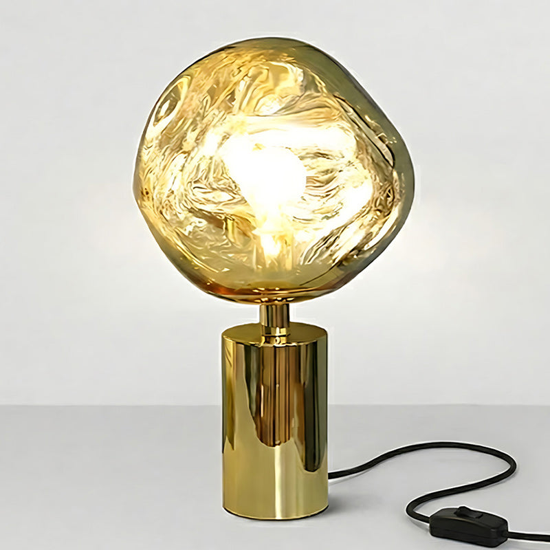 Table Lamp with Melted Lava Texture in Gold, Rose Gold or Silver | Sansoti