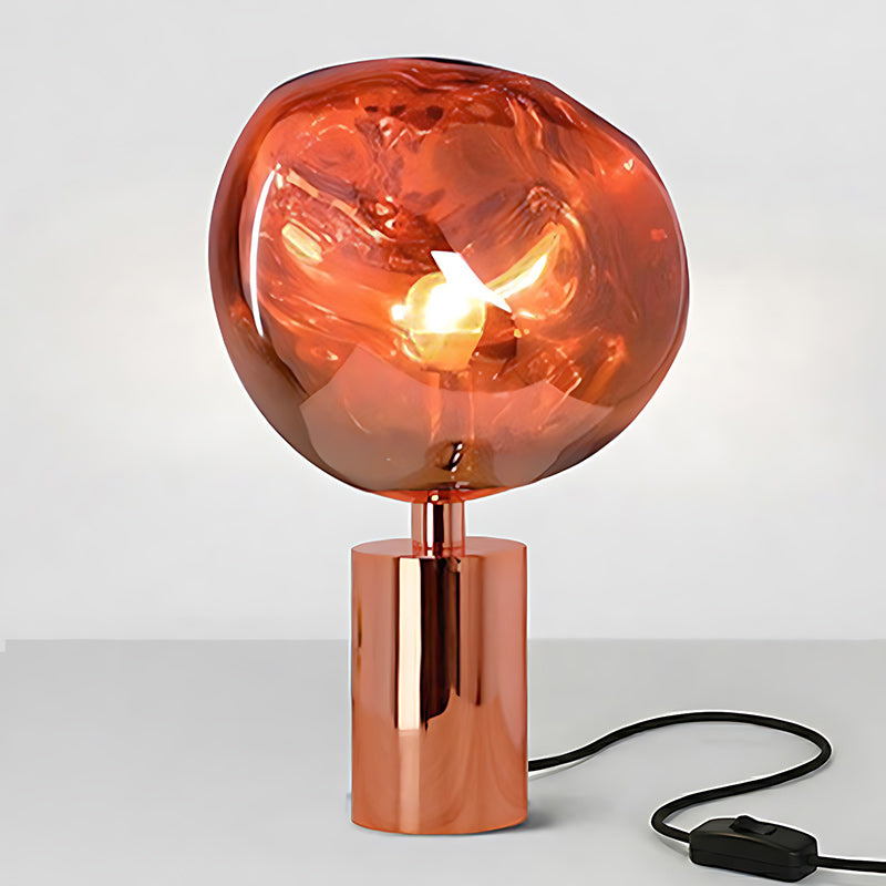 Table Lamp with Melted Lava Texture in Gold, Rose Gold or Silver | Sansoti