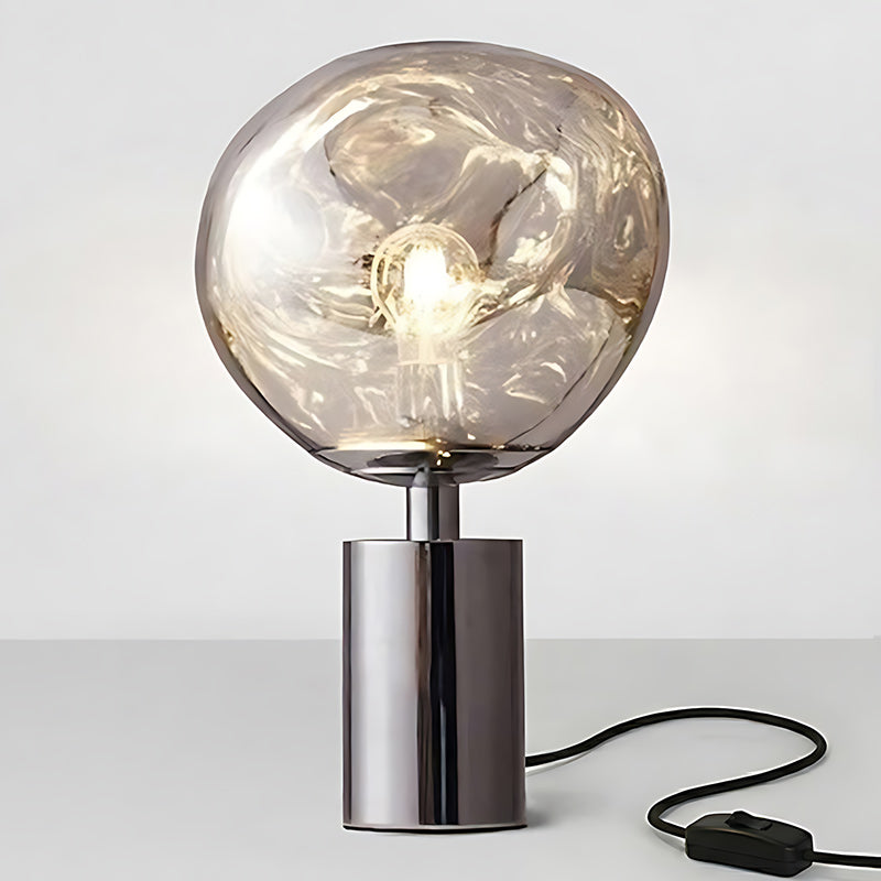 Table Lamp with Melted Lava Texture in Gold, Rose Gold or Silver | Sansoti
