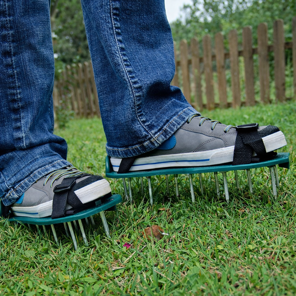 Lawn Aerator Shoes With Iron Spikes Adjustable 30cm | Sansoti
