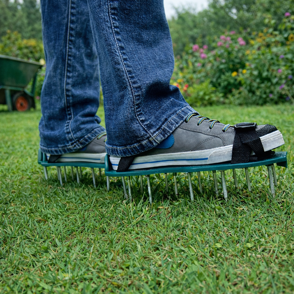 Lawn Aerator Shoes With Iron Spikes Adjustable 30cm | Sansoti