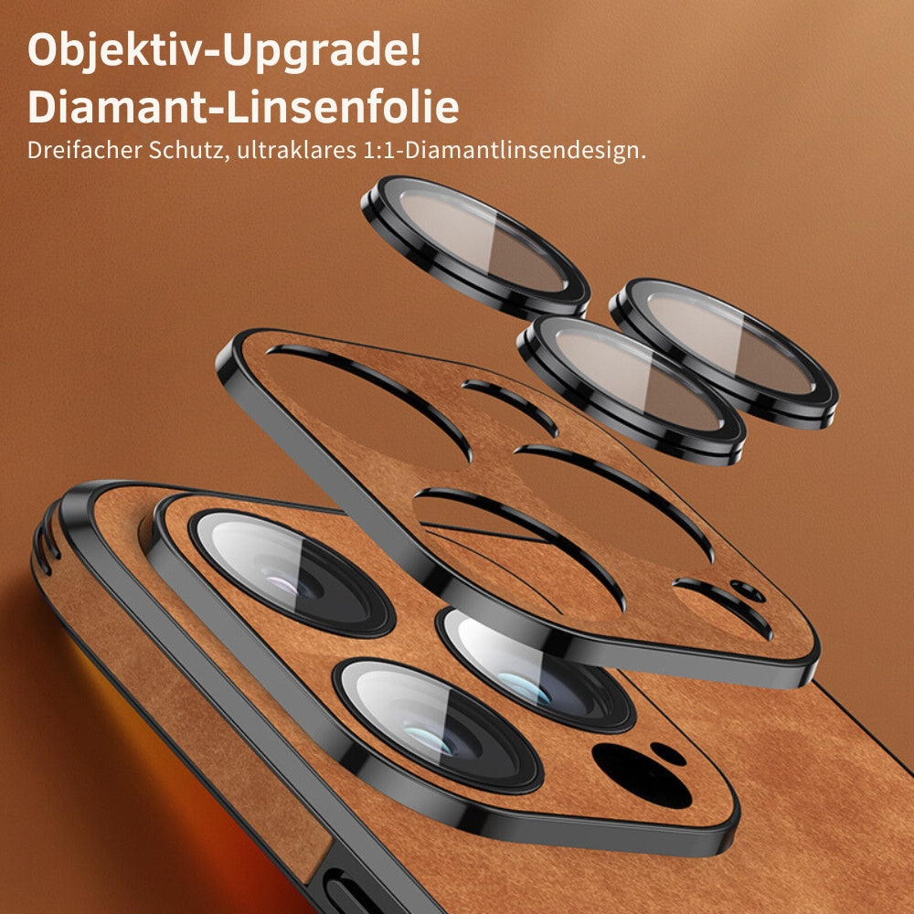Smartphone-Hülle in Lederoptik — Schlankes Design mit Fallschutz & MagSafe-Kompatibilität für iPhone 16/15/14/13/12 | Sansoti