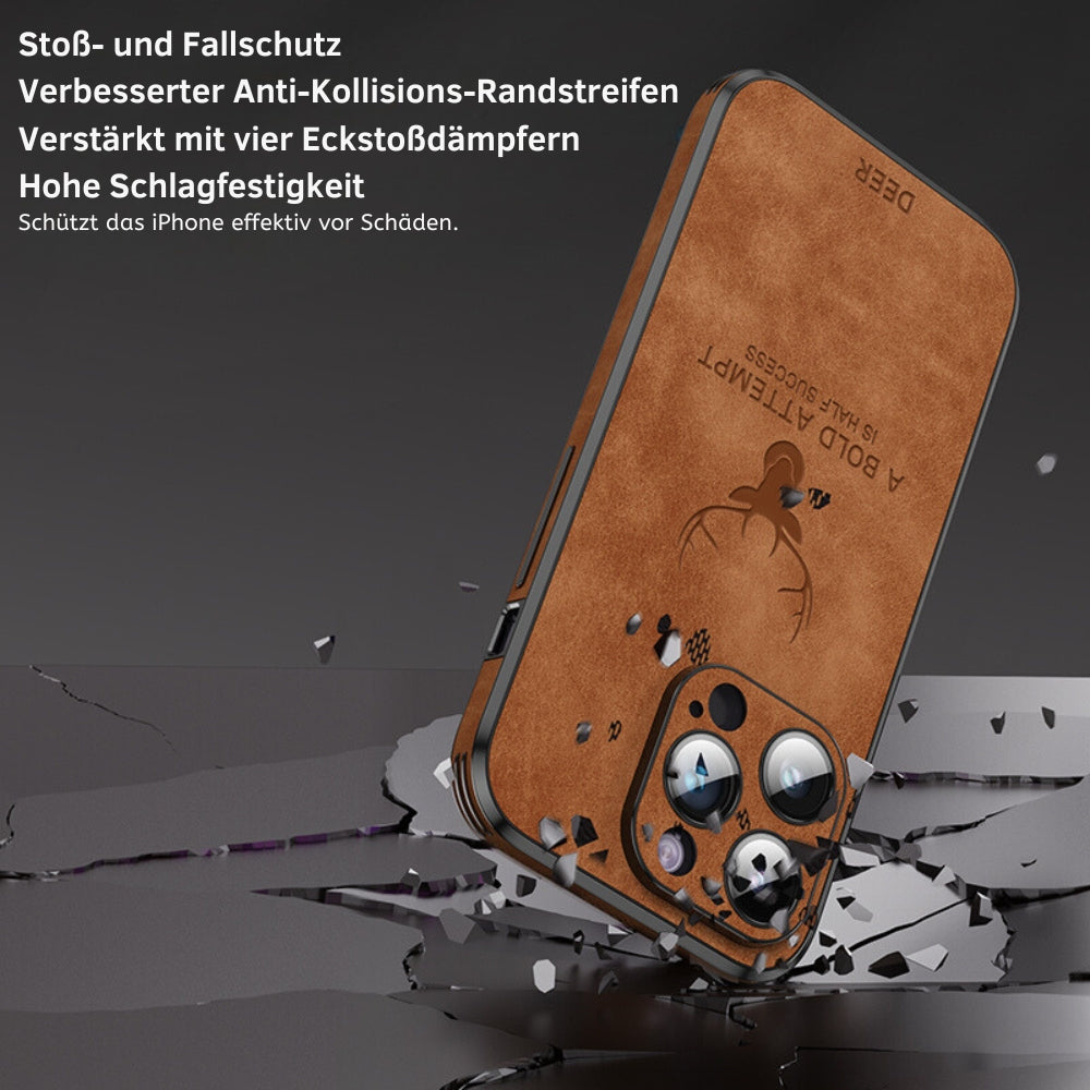 Smartphone-Hülle in Lederoptik — Schlankes Design mit Fallschutz & MagSafe-Kompatibilität für iPhone 16/15/14/13/12 | Sansoti