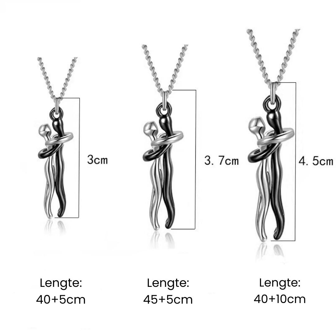 Embrace Necklace – Two Figures – Love & Connection – Hypoallergenic Steel | Sansoti