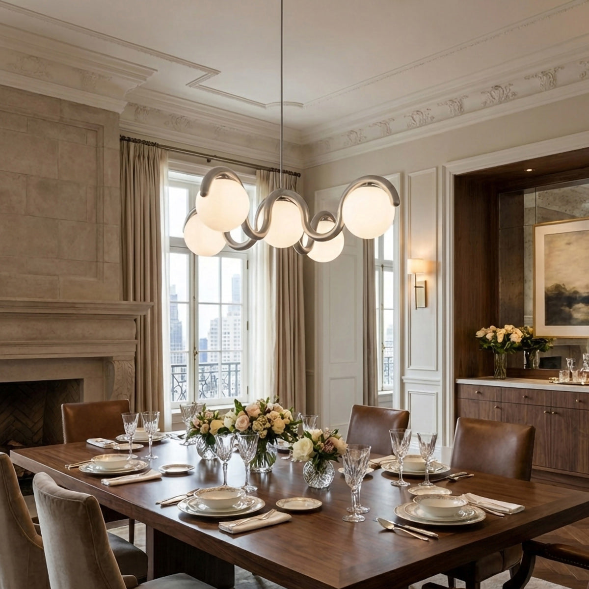 Lustre moderne en laiton et verre – éclairage artistique pour salle à manger et salon | Sansoti