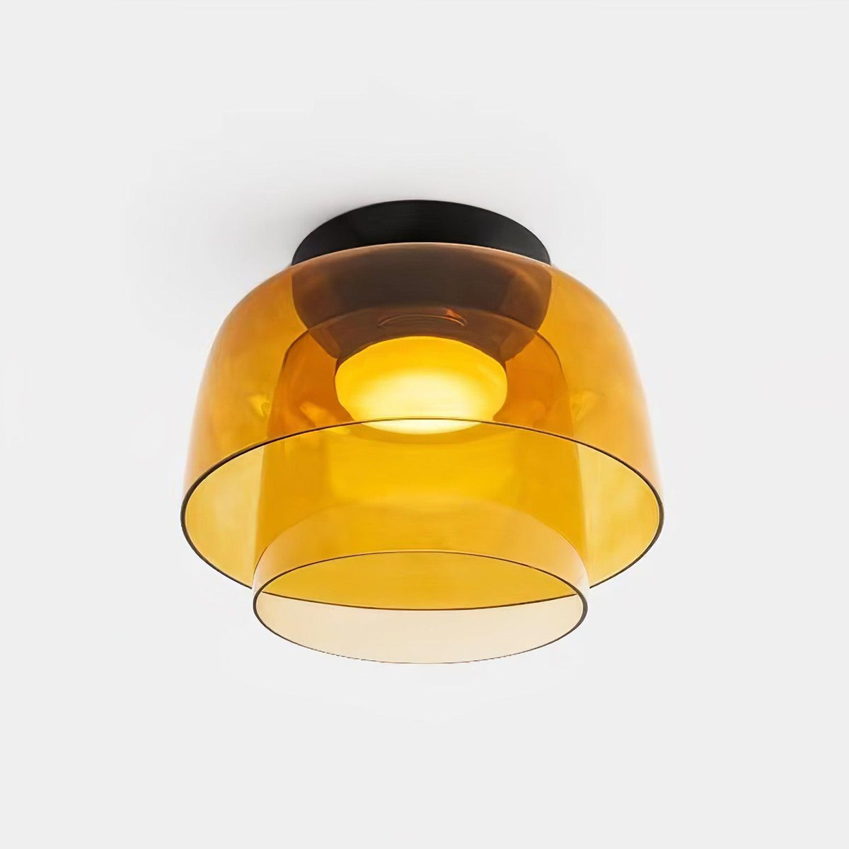 Lagen Plafondlamp met Glazen Schijven | Warm Getint Glas | Scandinavische Elegantie | Subtiel Gelaagd Licht | Moderne Plafondverlichting | Dimbare Versie Beschikbaar | Design Plafondlamp | Meerlaags Glasdesign | Natuurlijk Lichtgevoel | Sansoti