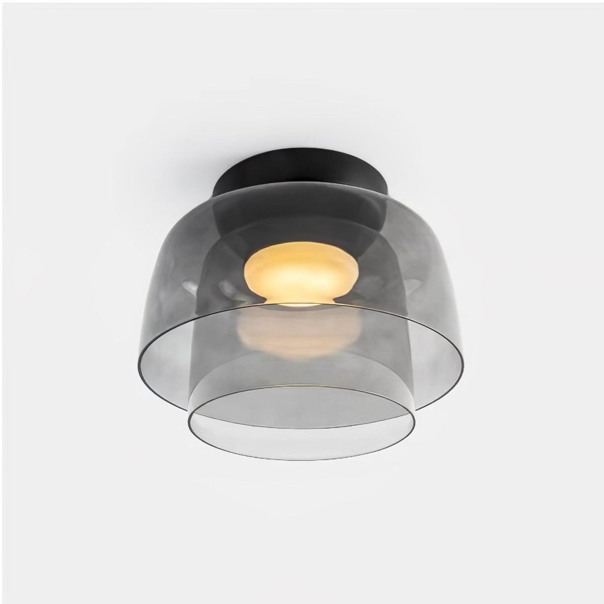 Lagen Plafondlamp met Glazen Schijven | Warm Getint Glas | Scandinavische Elegantie | Subtiel Gelaagd Licht | Moderne Plafondverlichting | Dimbare Versie Beschikbaar | Design Plafondlamp | Meerlaags Glasdesign | Natuurlijk Lichtgevoel | Sansoti