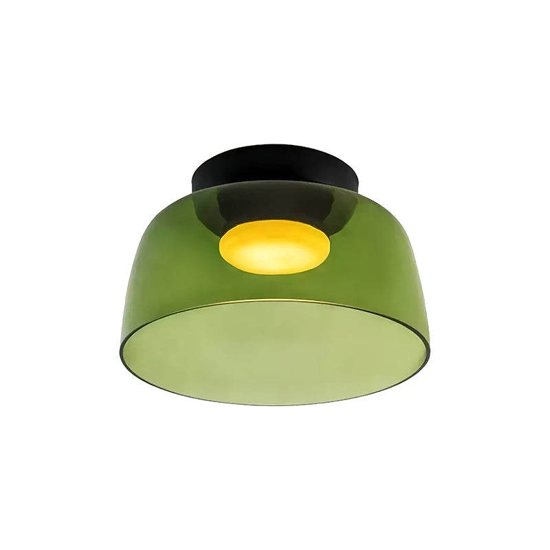 Plafonnier Verre Superposé Métal Noir Vert Gris Fumé Orange LED 32-42cm 3 Couleurs de Lumière | Sansoti
