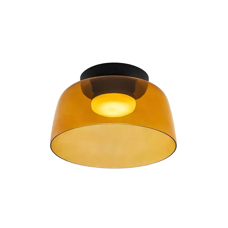 Plafonnier Verre Superposé Métal Noir Vert Gris Fumé Orange LED 32-42cm 3 Couleurs de Lumière | Sansoti