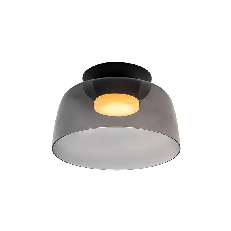 Plafonnier Verre Superposé Métal Noir Vert Gris Fumé Orange LED 32-42cm 3 Couleurs de Lumière | Sansoti