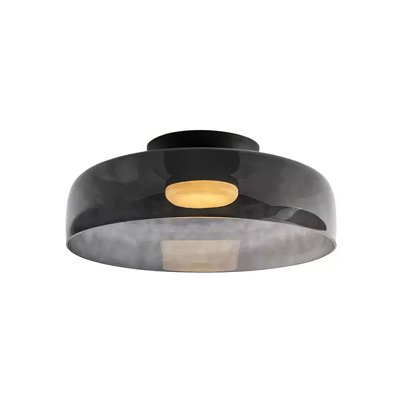 Plafonnier Verre Superposé Métal Noir Vert Gris Fumé Orange LED 32-42cm 3 Couleurs de Lumière | Sansoti