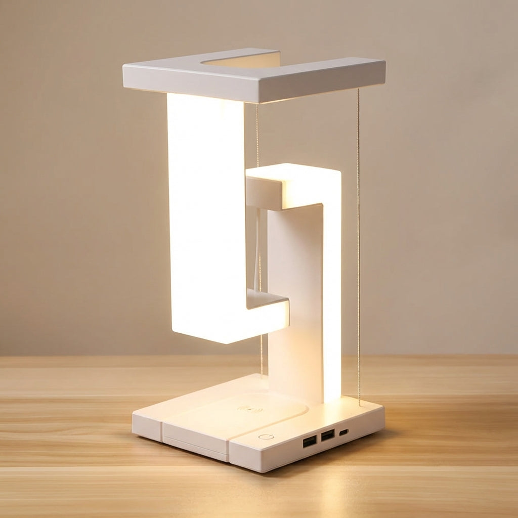 Table Lamp LED Wireless Charging Qi Floating Effect Nightstand Lamp Bedroom Desk Lamp Modern Futuristic Ambient Lighting | Sansoti