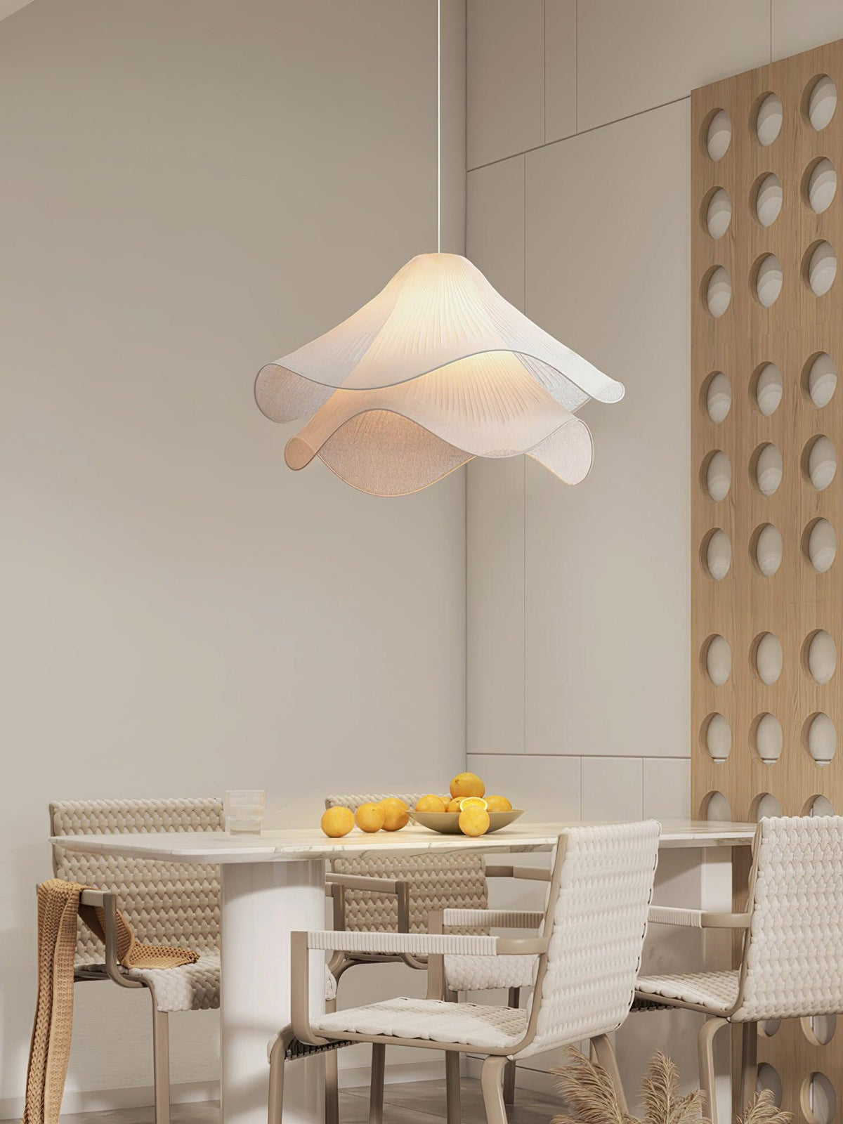 Layered pleated shade pendant lamp — Petal-like light gold fitting E26/E27 sloped-ceiling mounting | Sansoti