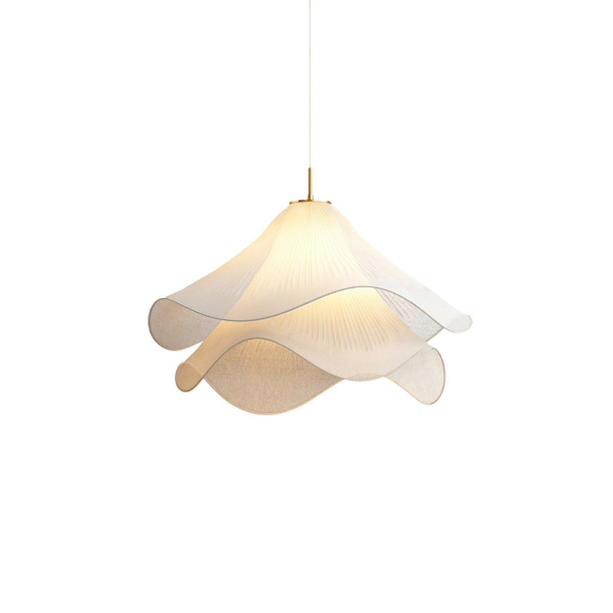 Layered pleated shade pendant lamp — Petal-like light gold fitting E26/E27 sloped-ceiling mounting | Sansoti