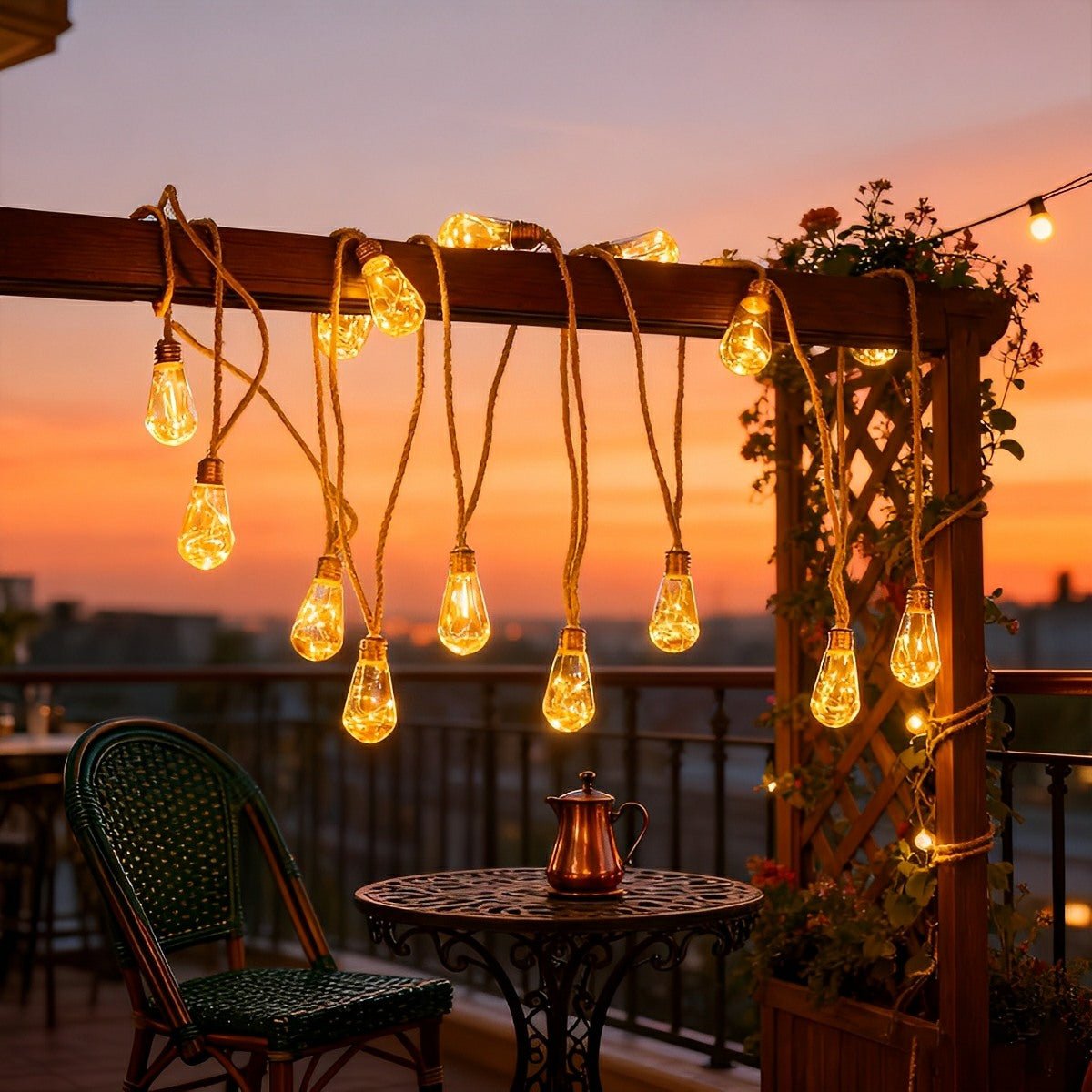 Solar LED filament light string warm white 20 LED IP65 waterproof garden lighting balcony terrace party decoration retro style wireless energy-saving outdoor lighting ambient lighting | Sansoti