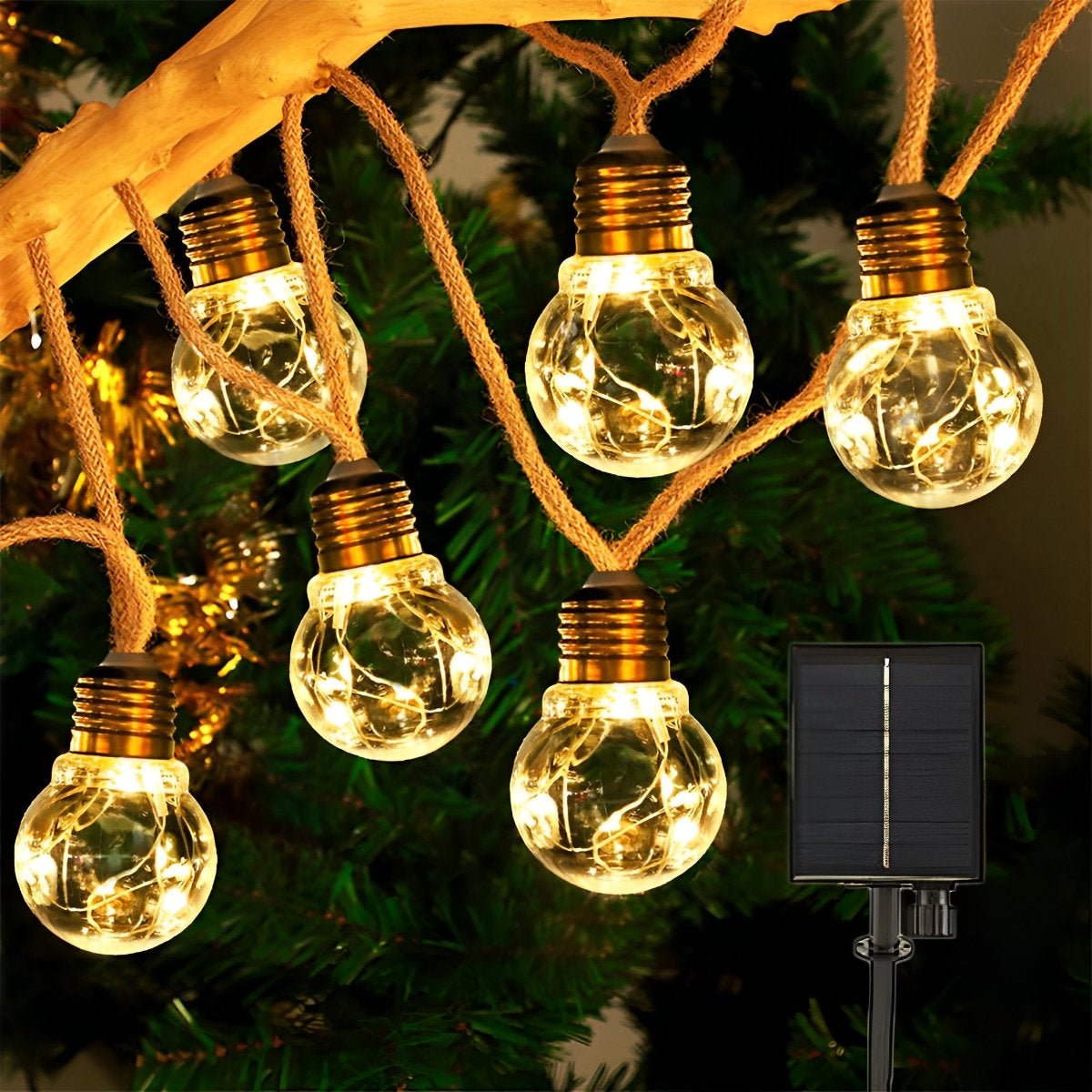 Solar LED filament light string warm white 20 LED IP65 waterproof garden lighting balcony terrace party decoration retro style wireless energy-saving outdoor lighting ambient lighting | Sansoti