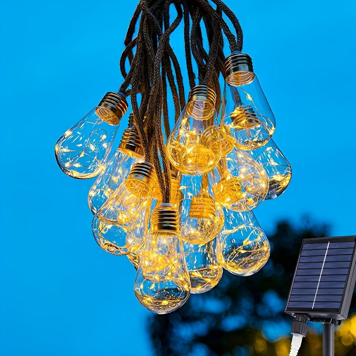 Solar LED filament light string warm white 20 LED IP65 waterproof garden lighting balcony terrace party decoration retro style wireless energy-saving outdoor lighting ambient lighting | Sansoti