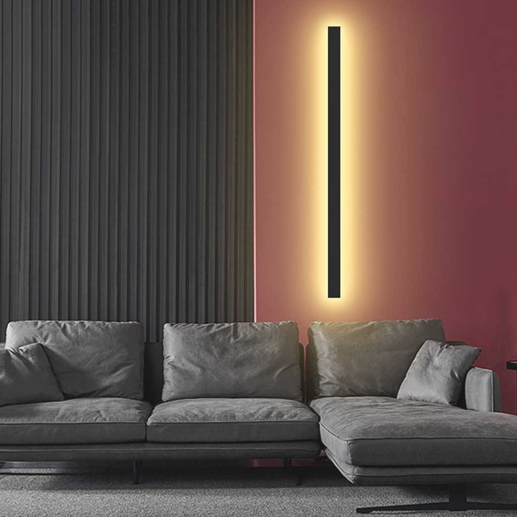 Linear LED Wall Light Aluminum Dimmable Black White Modern Slim Design Bedroom Living Room Ambient Lighting | Sansoti