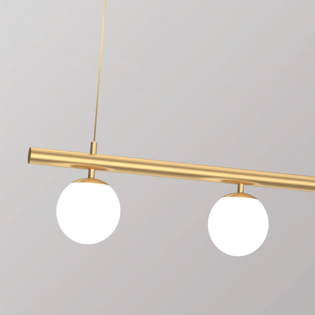 Lineare Hängelampe aus Metall und Glas, Schwarz und Gold, mehrere Lichtquellen, Esstisch, Wohnzimmer, Kücheninsel, LED, modern | Sansoti