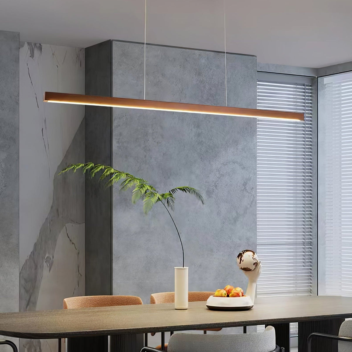 LED-Hängeleuchte Holz linear warmes Licht Esstisch Kochinsel minimalistisch Japandi Design verstellbares Kabel Balkenlampe | Sansoti