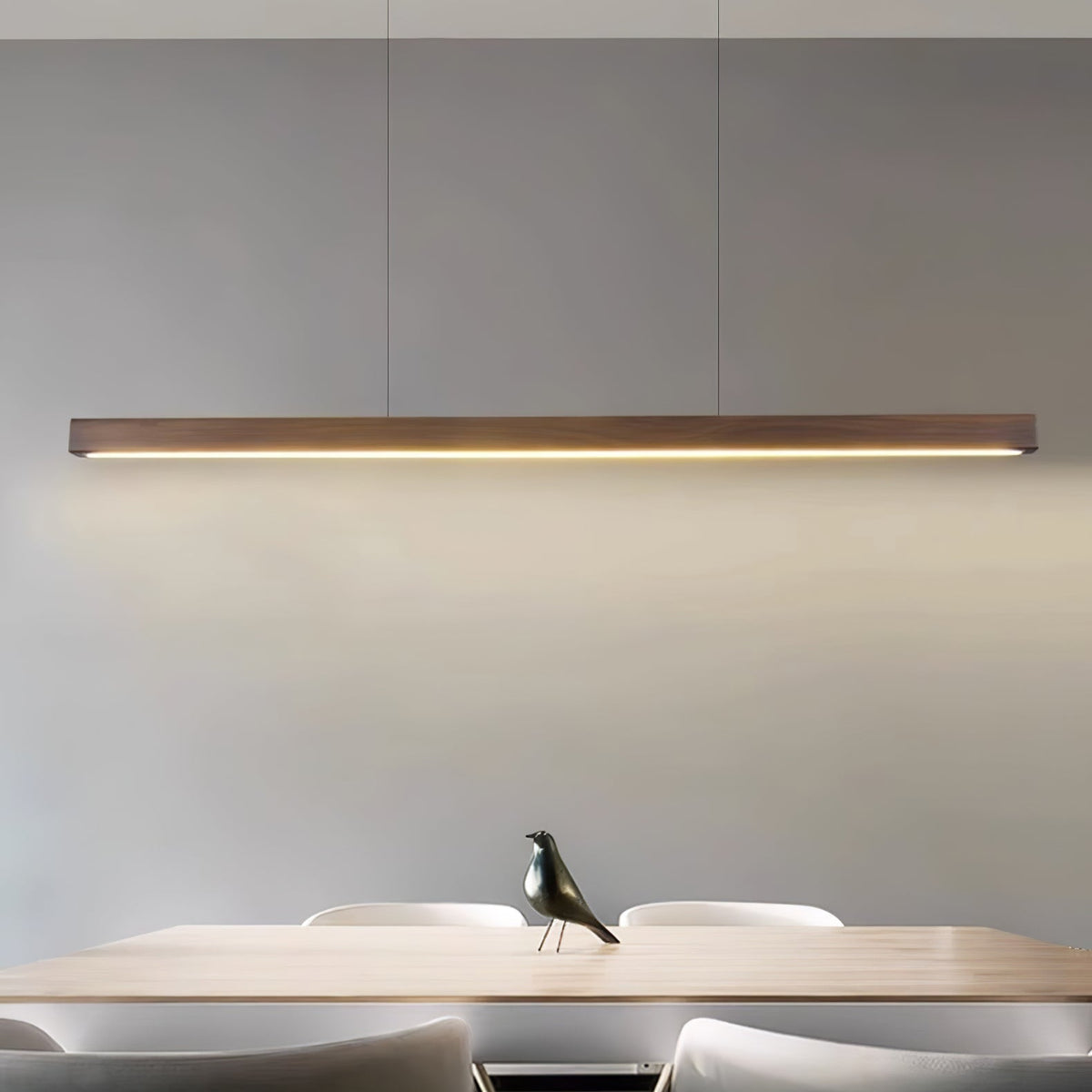 LED-Hängeleuchte Holz linear warmes Licht Esstisch Kochinsel minimalistisch Japandi Design verstellbares Kabel Balkenlampe | Sansoti