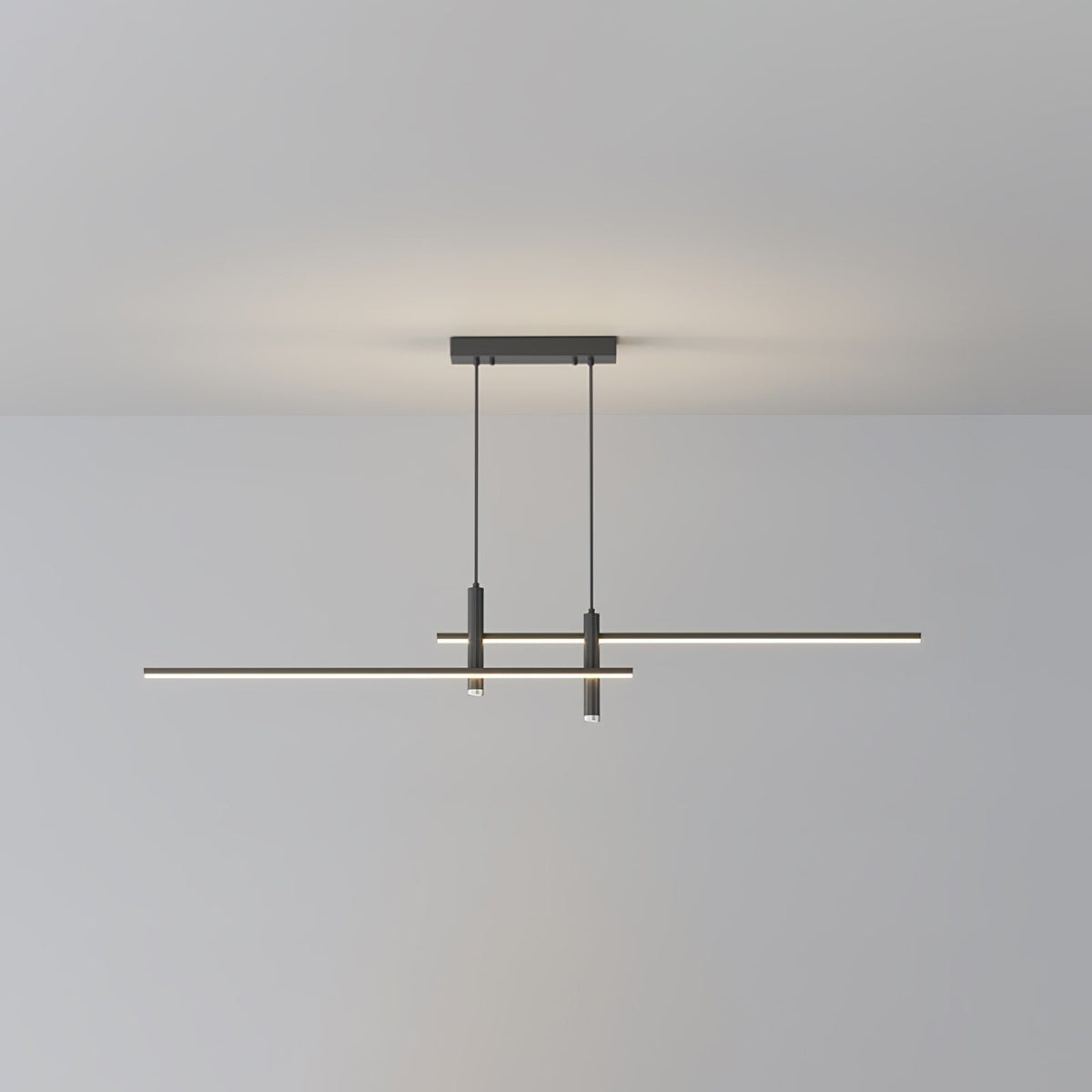 Linear Pendant Light Metal Adjustable Cord Dining Room Kitchen Island Spotlights Black Gold 90-120cm Modern Design | Sansoti