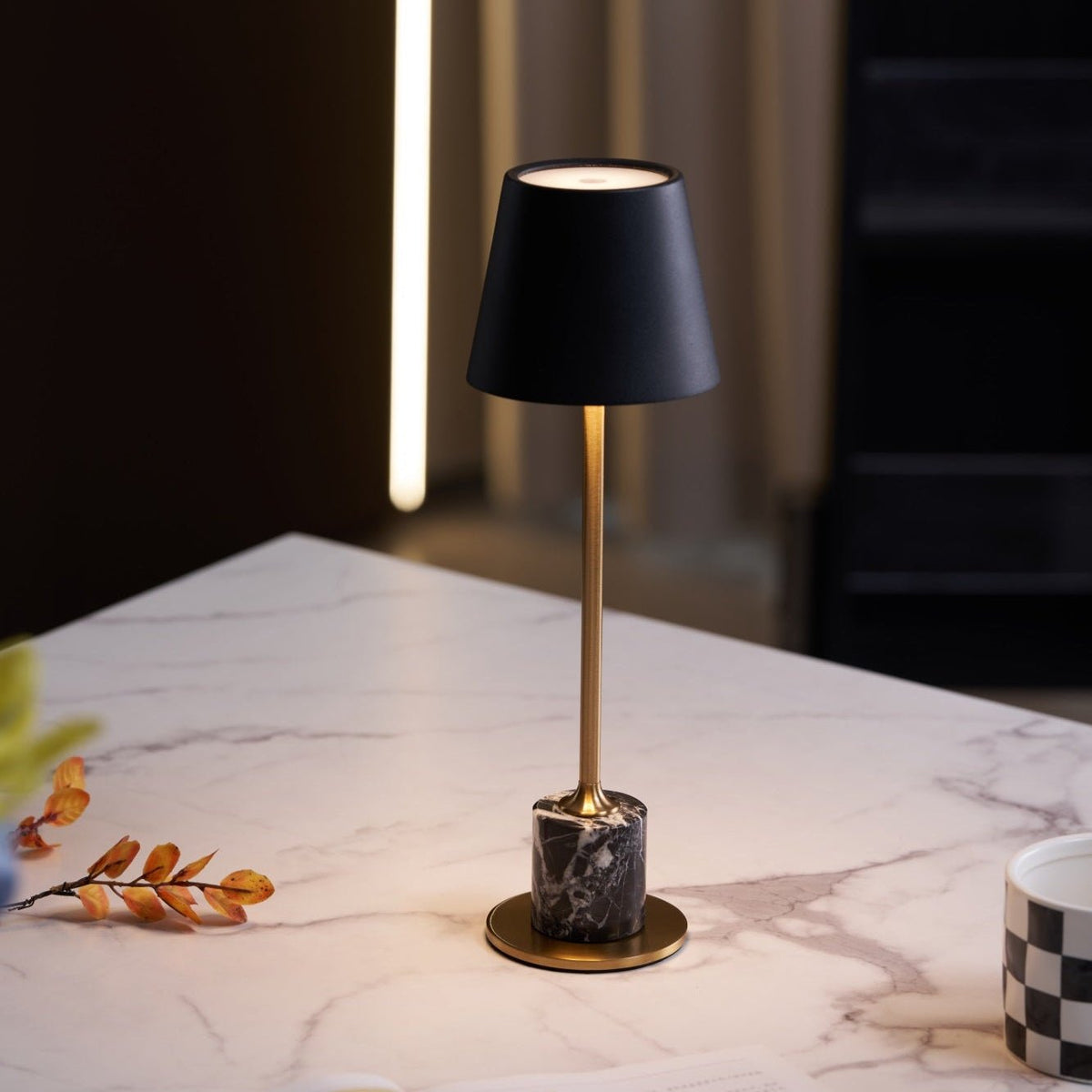 Portable Mini Table Lamp on Battery with Marble Base Ø10cm | Sansoti