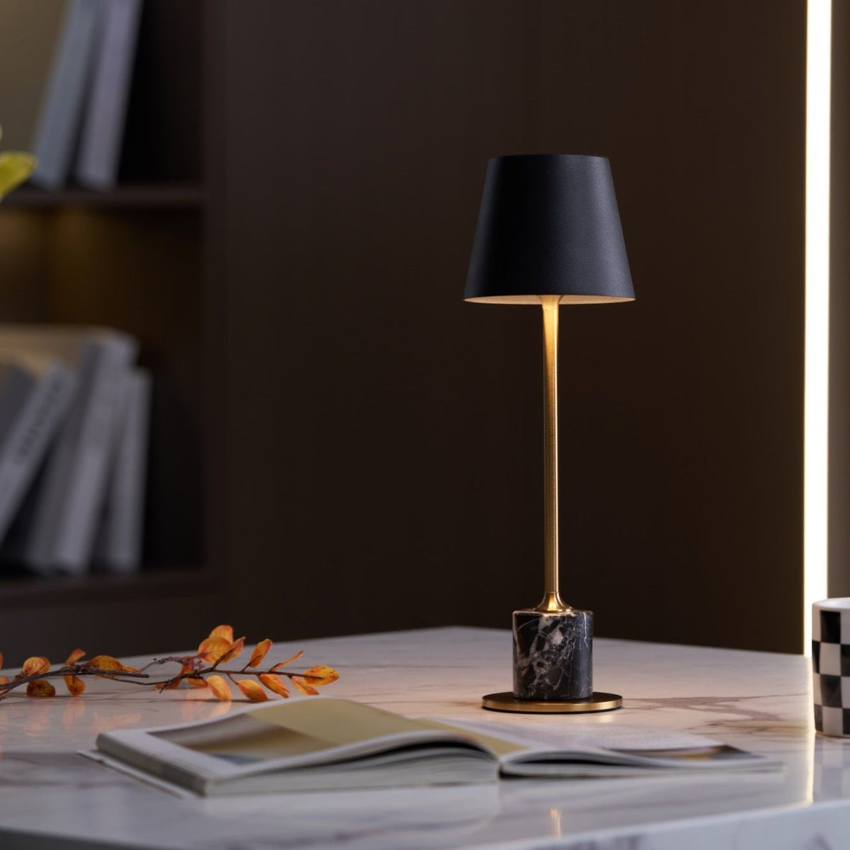Portable Mini Table Lamp on Battery with Marble Base Ø10cm | Sansoti
