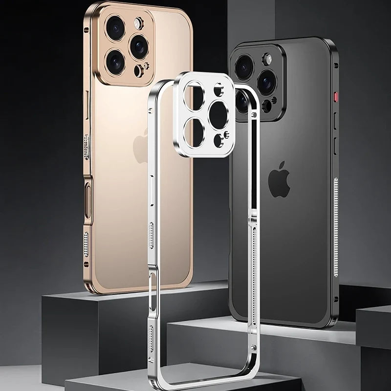iPhone Aluminum Bumper Case with Ventilation Camera Protector Shock-Resistant Frame Sturdy Phone Case | Sansoti
