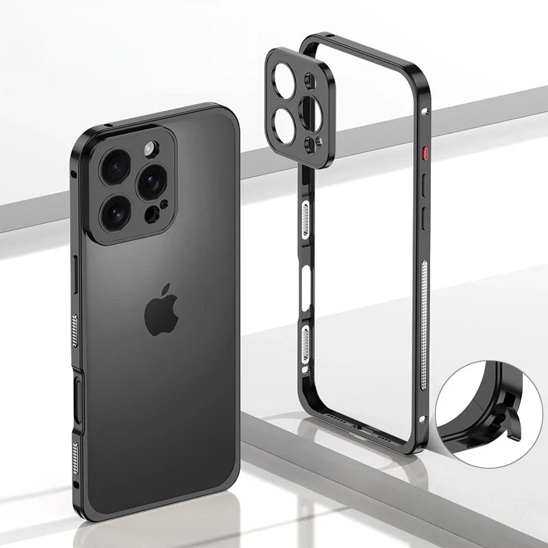 iPhone Aluminum Bumper Case with Ventilation Camera Protector Shock-Resistant Frame Sturdy Phone Case | Sansoti