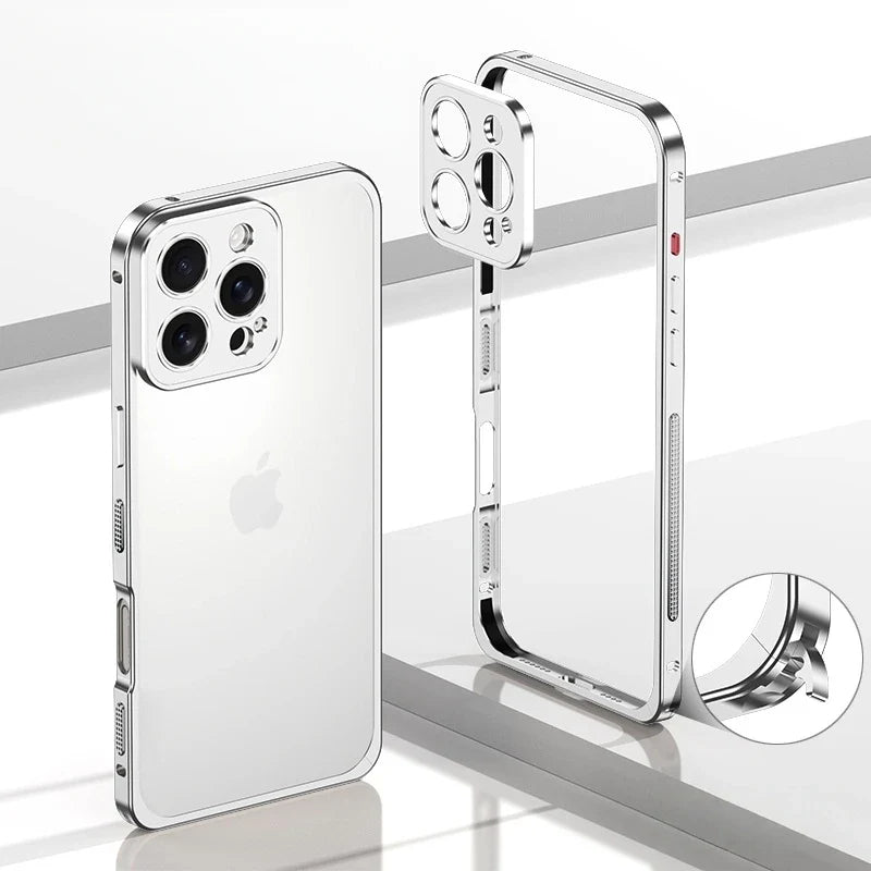 iPhone Aluminum Bumper Case with Ventilation Camera Protector Shock-Resistant Frame Sturdy Phone Case | Sansoti
