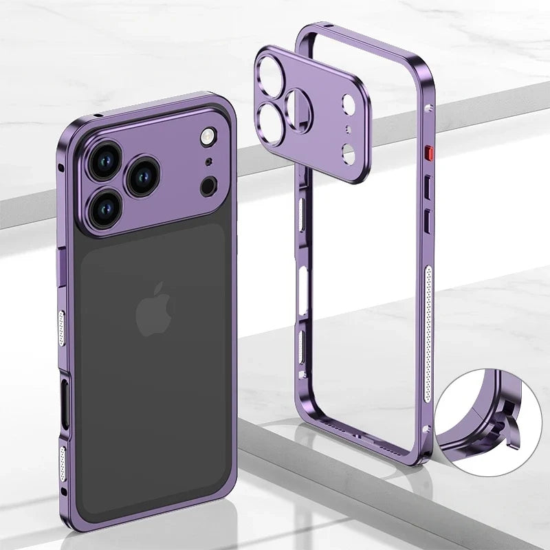 iPhone Aluminum Bumper Case with Ventilation Camera Protector Shock-Resistant Frame Sturdy Phone Case | Sansoti