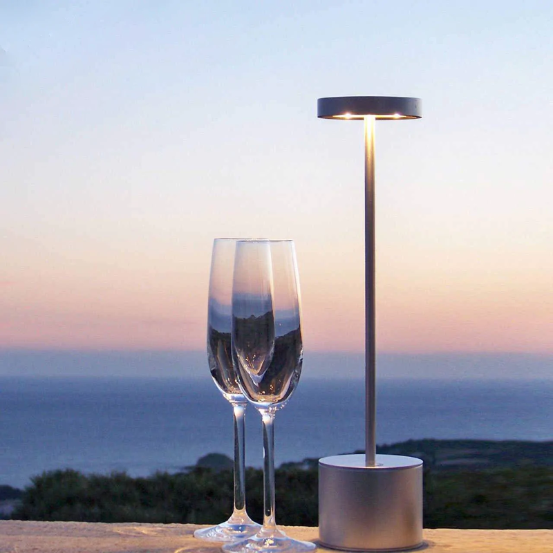 Lampe de Table Sans Fil Rechargeable LED Aluminium Dimmable IP54 Extérieur Intérieur Terrasse | Sansoti