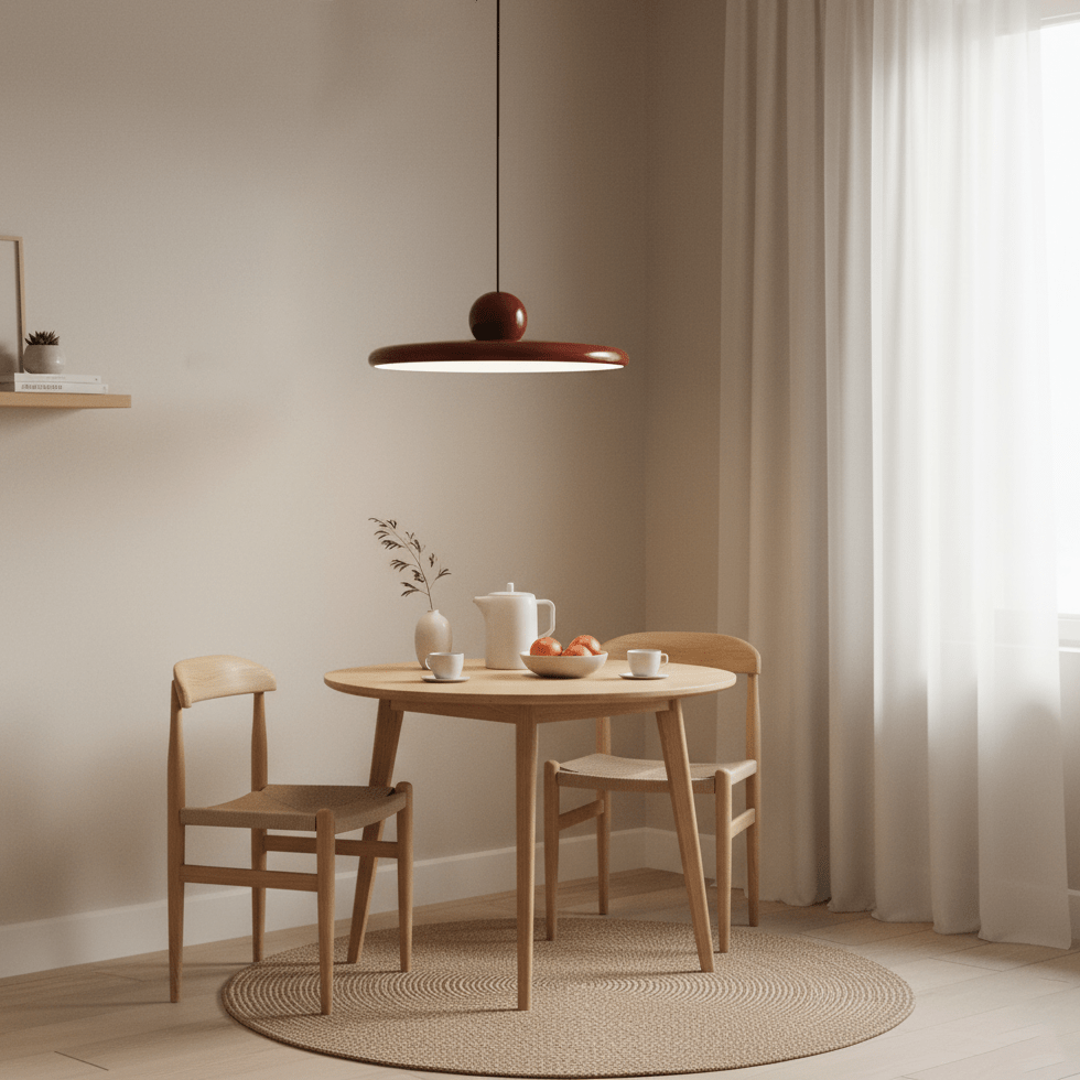 Runde Hängeleuchte mit strahlendem Scheiben-Design, dimmbar, 3 Farben, 450cm Kabel, skandinavisches Interieur, Rot, Grün, Beige | Sansoti