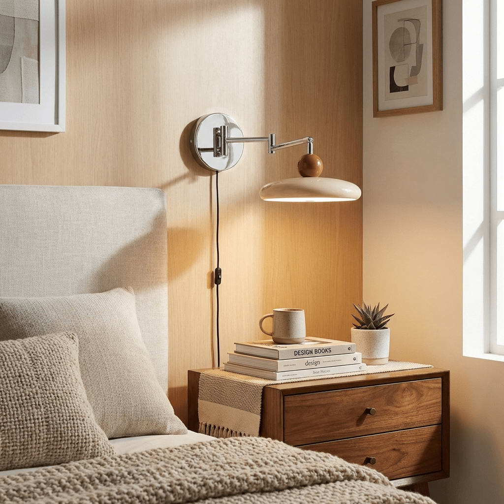 Round Plug-In Wall Light – Scandinavian Design with Integrated LED and 3 Color Temperatures | Sansoti