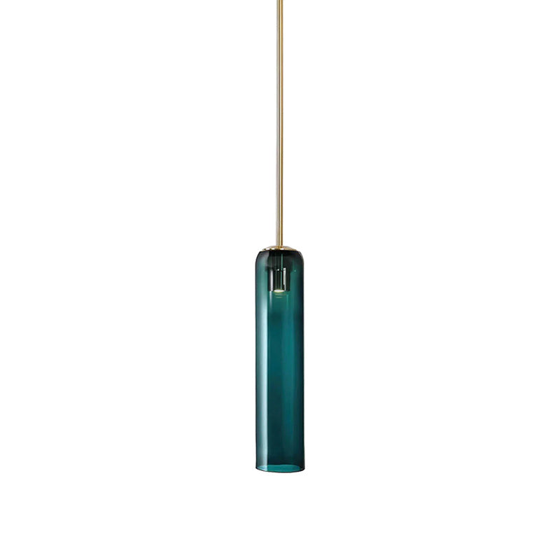 Suspension en verre avec tube long – verre soufflé bouche finition noire ou dorée diamètre 10 cm | Sansoti