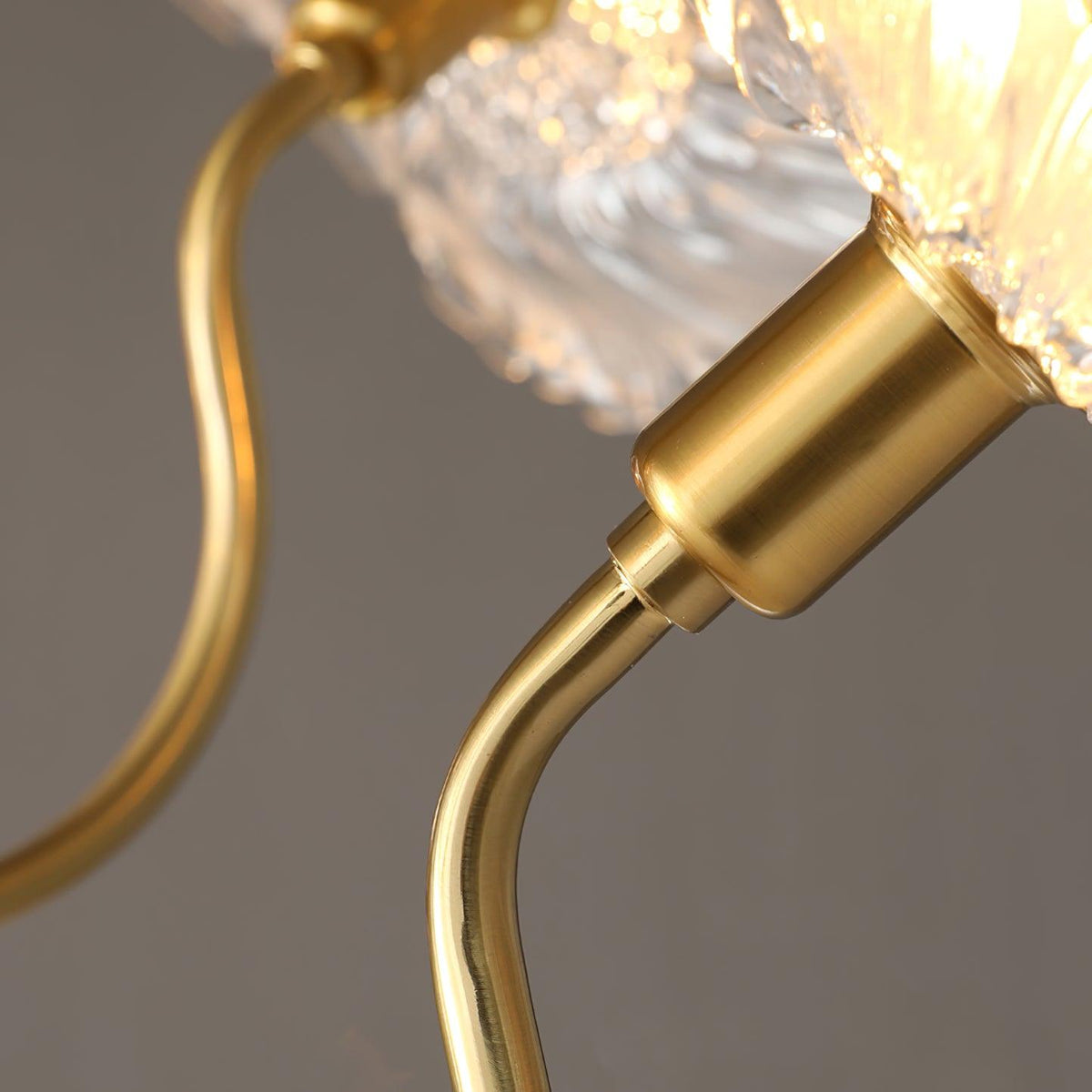 Lustre en verre avec motif de feuilles, doré, transparent ou rose, à 3 ou 6 lumières, style scandinave | Sansoti