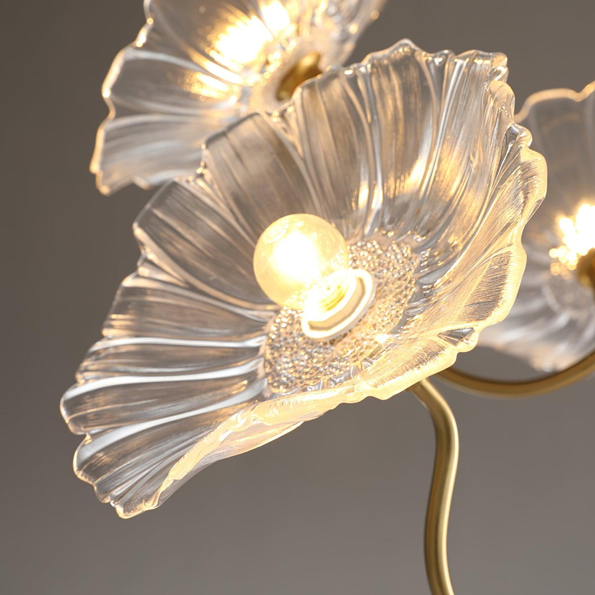 Lustre en verre avec motif de feuilles, doré, transparent ou rose, à 3 ou 6 lumières, style scandinave | Sansoti