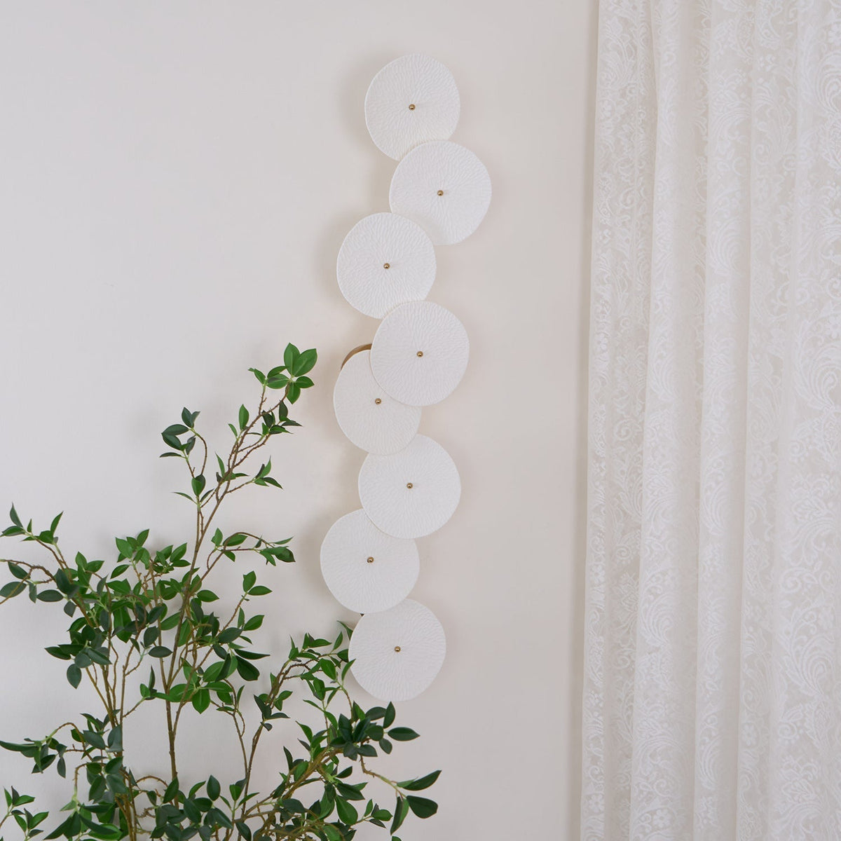 Ceramic Petal Wall Lamp Metal Accent Sculptural Warm Light Interior Art Lighting Decorative | Sansoti